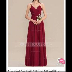 JJHouse A-line V-neck floor length Chiffon Lace Bridesmaid dress